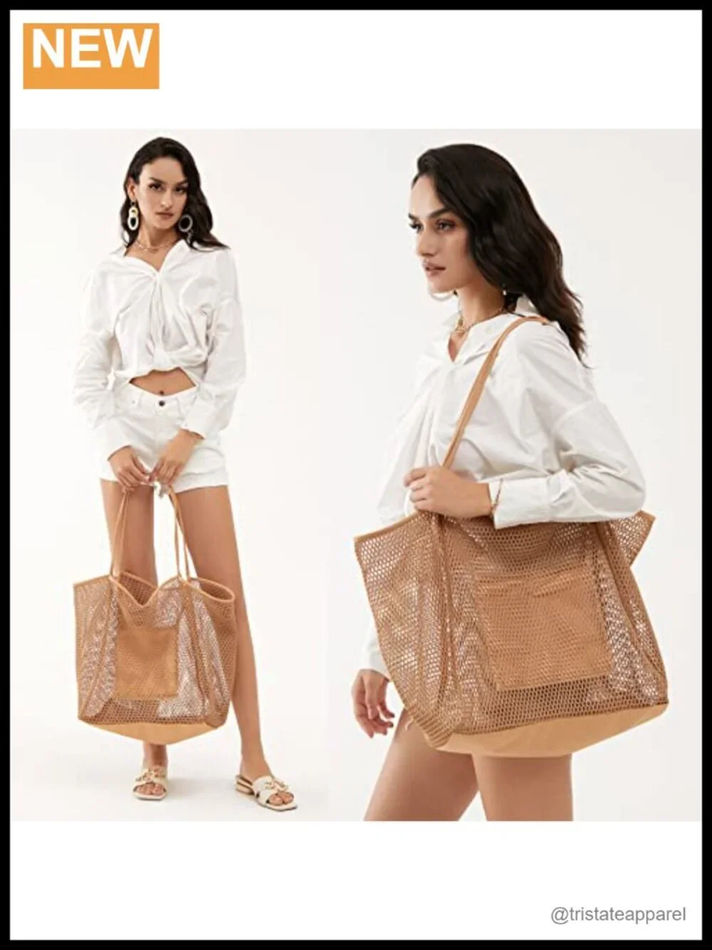 Mesh Beach Tote Womens Shoulder Handbag Large Nylon Polyester
